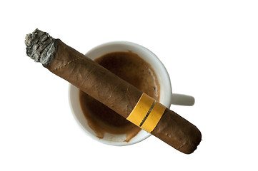 Image showing Coffee and cigar