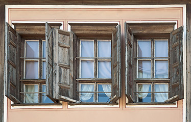 Image showing Three old windows