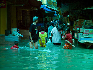 Image showing Monsoon season in Ayuttaya, Thailand 2011