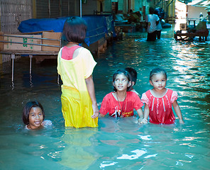 Image showing Monsoon season in Ayuttaya, Thailand 2011