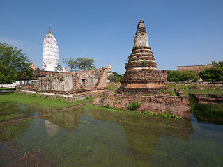 Image showing Flooded temple ruins in Ayuttaya, Thailand