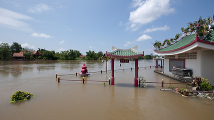 Image showing Flooded Chinese temple in Ayuttaya, Thailand