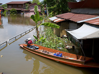 Image showing Flooded street in Ayuttaya, Thailand