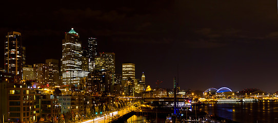 Image showing Seattle Washington Skyline at Night