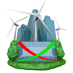 Image showing wind-turbine generator and the Future city