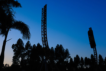 Image showing Silhouette of amusement park