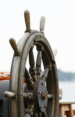 Image showing old wooden ship rudder