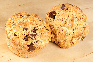 Image showing Two chocolate chips muffins