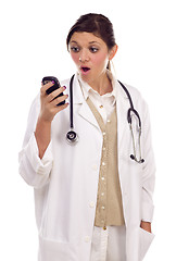 Image showing Ethnic Female Doctor or Nurse Using Cell Phone