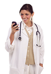 Image showing Ethnic Female Doctor or Nurse Using Cell Phone