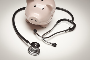 Image showing Piggy Bank and Stethoscope with Selective Focus