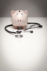 Image showing Piggy Bank and Stethoscope with Selective Focus