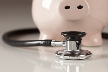 Image showing Piggy Bank and Stethoscope with Selective Focus