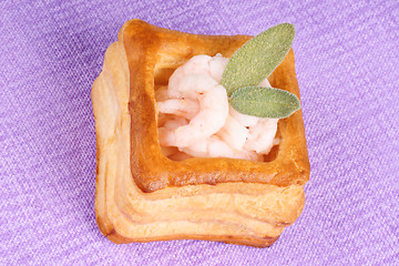 Image showing Vol-au-vent with shrimps and sage