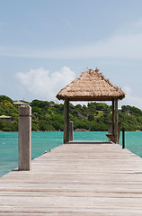 Image showing Hut on jetty