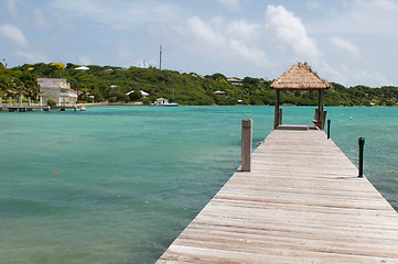 Image showing Hut on jetty