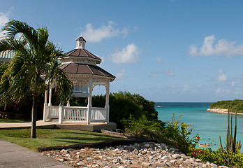 Image showing Gazebo and beach