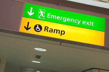 Image showing Emergency exit and ramp access sign