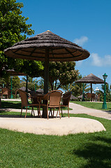 Image showing Umbrella and chairs