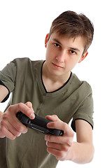 Image showing Teenage boy playing video game