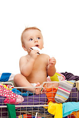 Image showing Baby with clothes and credit card