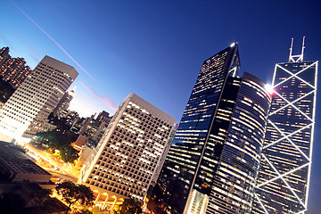 Image showing office building at night in hong kong 