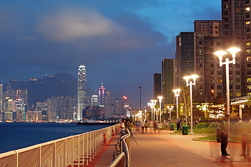 Image showing sunset in hongkong Waterfront Promenade