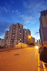 Image showing Modern Urban City with Freeway Traffic at Night, hong kong