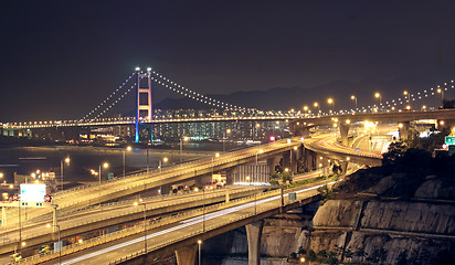 Image showing highway and bridge at night