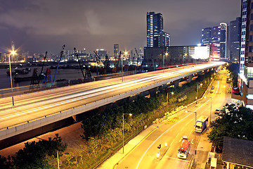 Image showing traffic in Hong Kong at night 