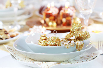 Image showing Luxury place setting for Christmas