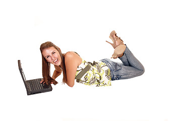 Image showing Smiling with laptop.