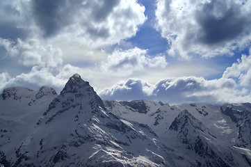 Image showing Mountains in clouds