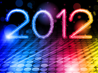 Image showing 2012 Abstract Colorful Waves on Black Background