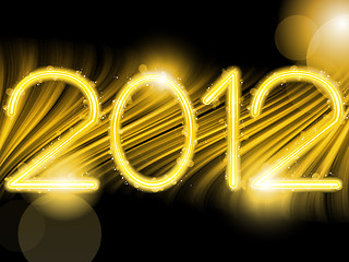 Image showing 2012 Abstract Golden Waves on Black Background