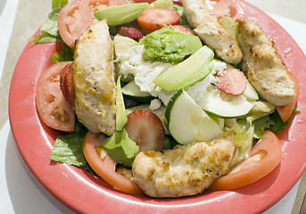 Image showing garden salad fruit chicken filet