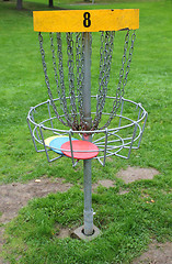 Image showing Frisbees in basket