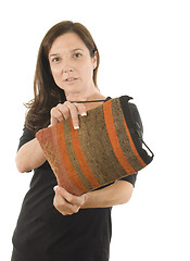 Image showing woman Turkish kilim woven hand-bag pocketbook