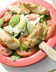 Image showing garden salad fruit chicken filet