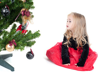 Image showing Baby girl dressed up for Christams