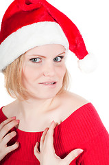 Image showing Portrait of beautiful woman santa