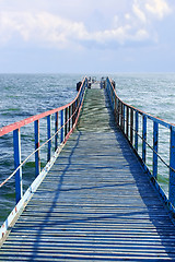 Image showing Old wooden sea pier