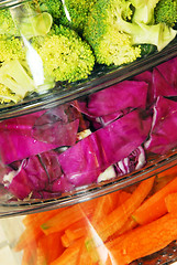 Image showing Colorful vegetables in steamer