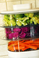 Image showing Colorful vegetables in steamer