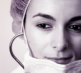 Image showing Young doctor with stethoscope.