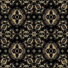 Image showing Seamless black and gold pattern