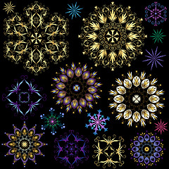 Image showing Set colorful snowflakes