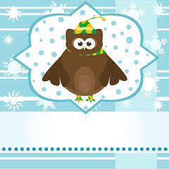 Image showing cartoon cute owl winter greetings card vector