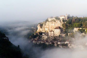 Image showing Rocamadour with mist