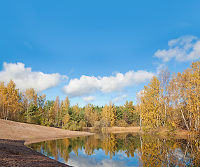 Image showing Autumn landscape at wood lake